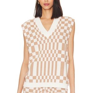 Lovers and Friends Carice Checkered Vest in Nude & White